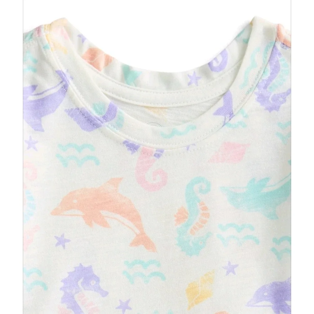 Baby girls wonder nation Ivory seahorses and dolphin short shirt size 0-3 month